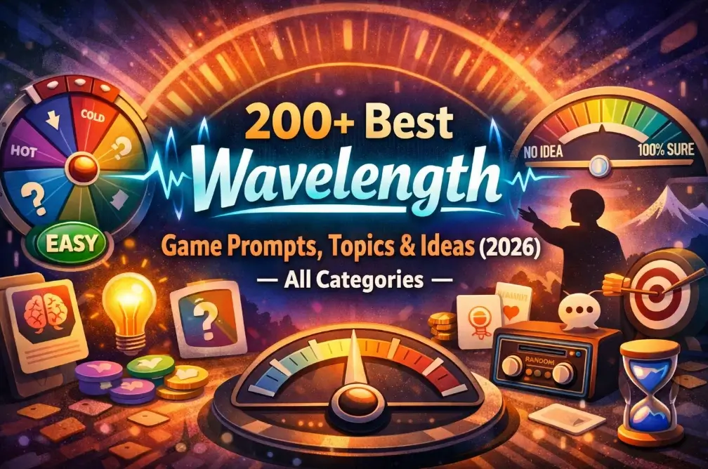 Best Wavelength Game Prompts — 200+ spectrum topics organized by category for every game night
